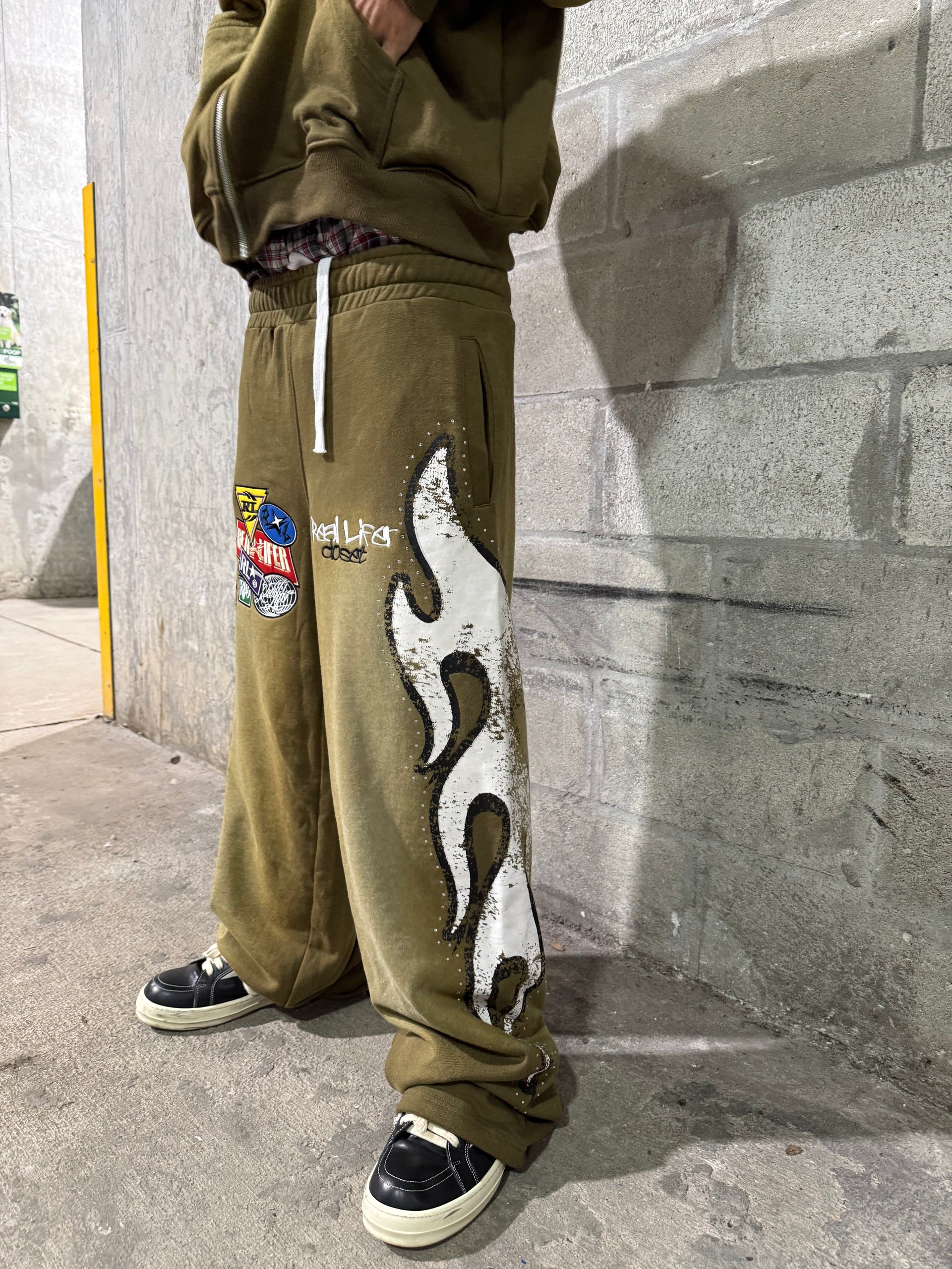 Green BurnOut Track Pants