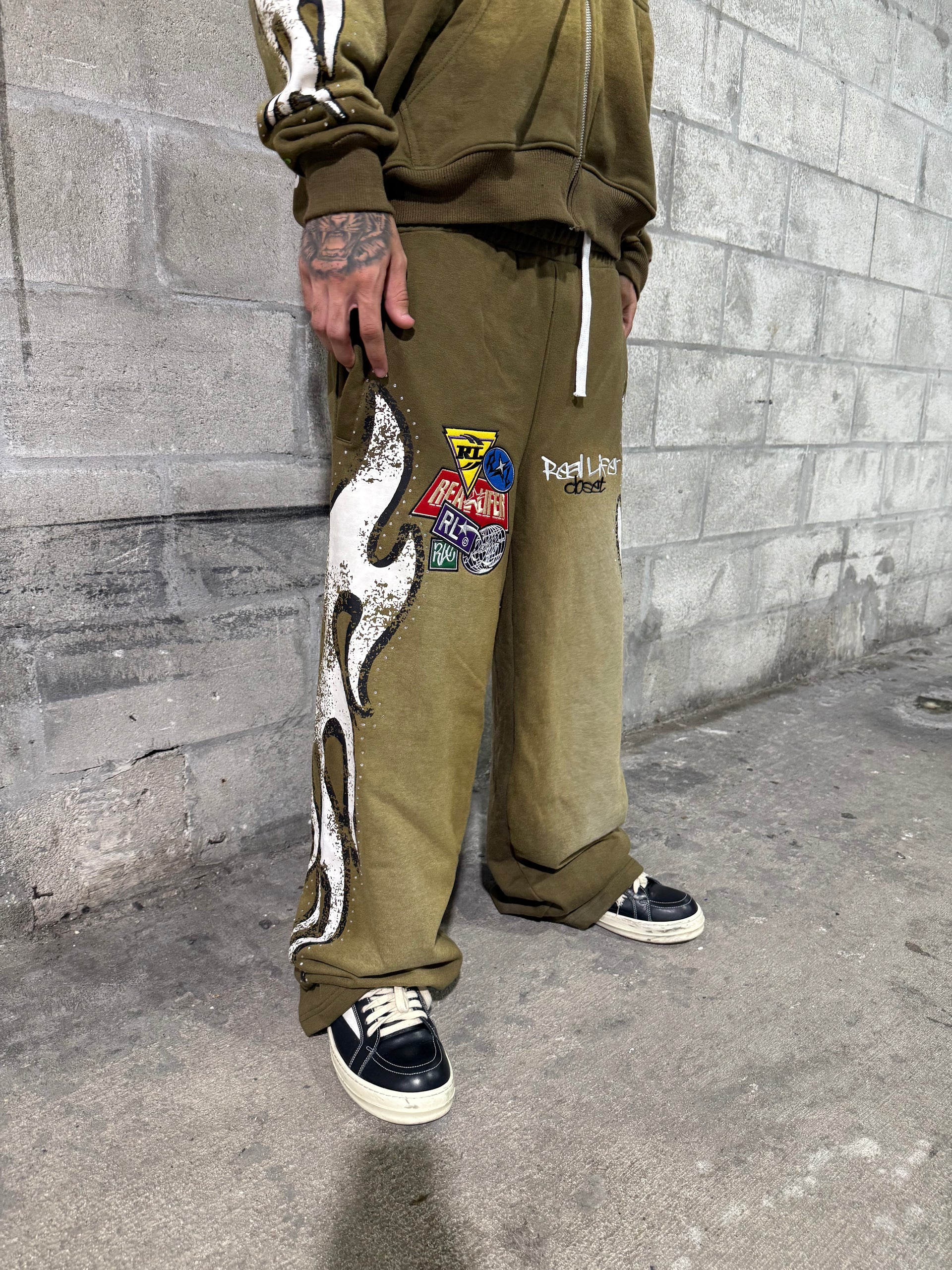 Green BurnOut Track Pants