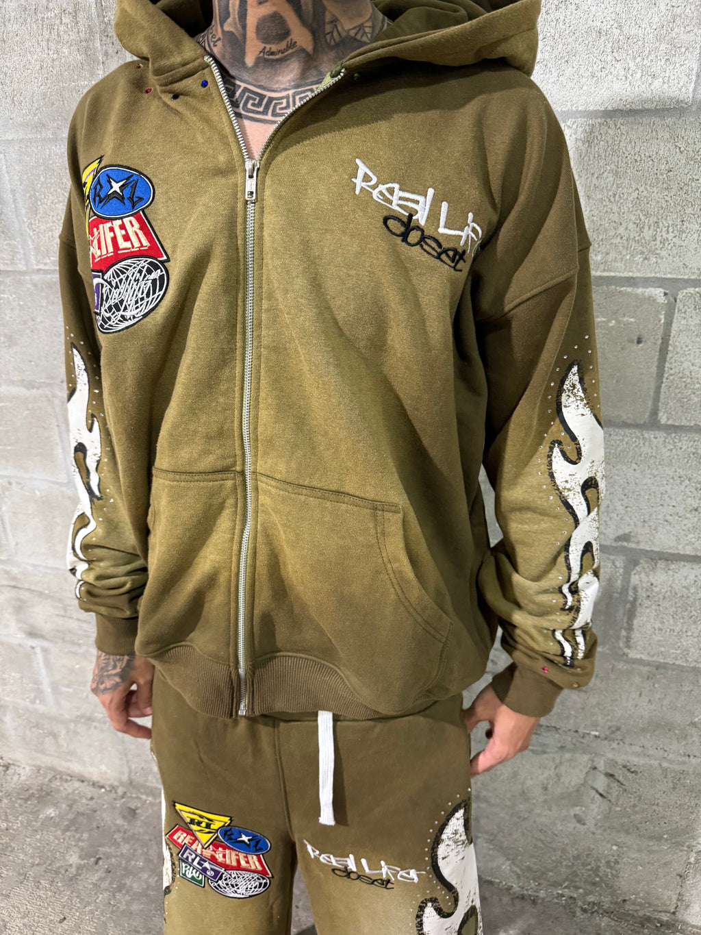 BurnOut Green Rhinestone Jacket