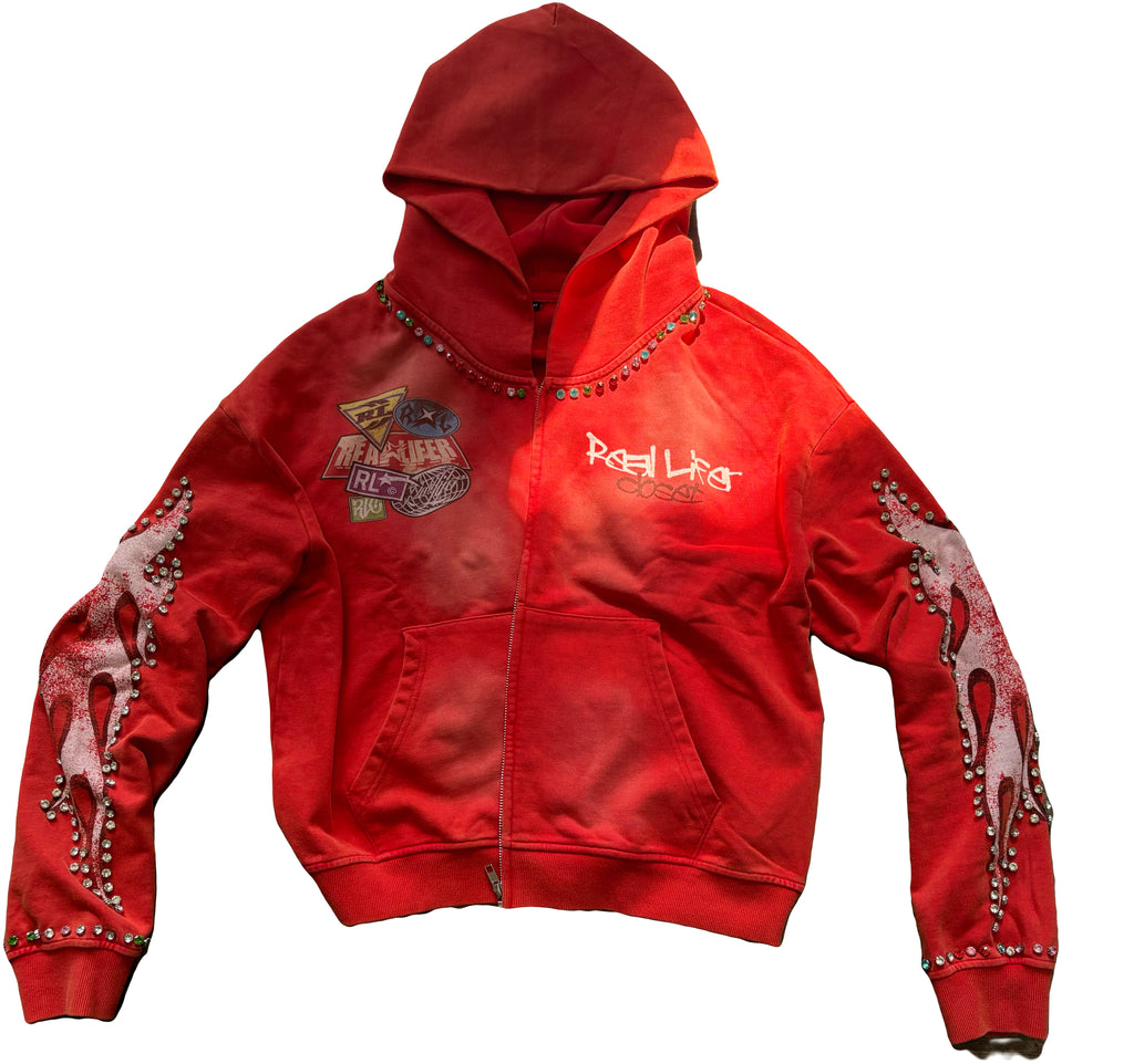 RL Zip Up Rhinestone Hoodie