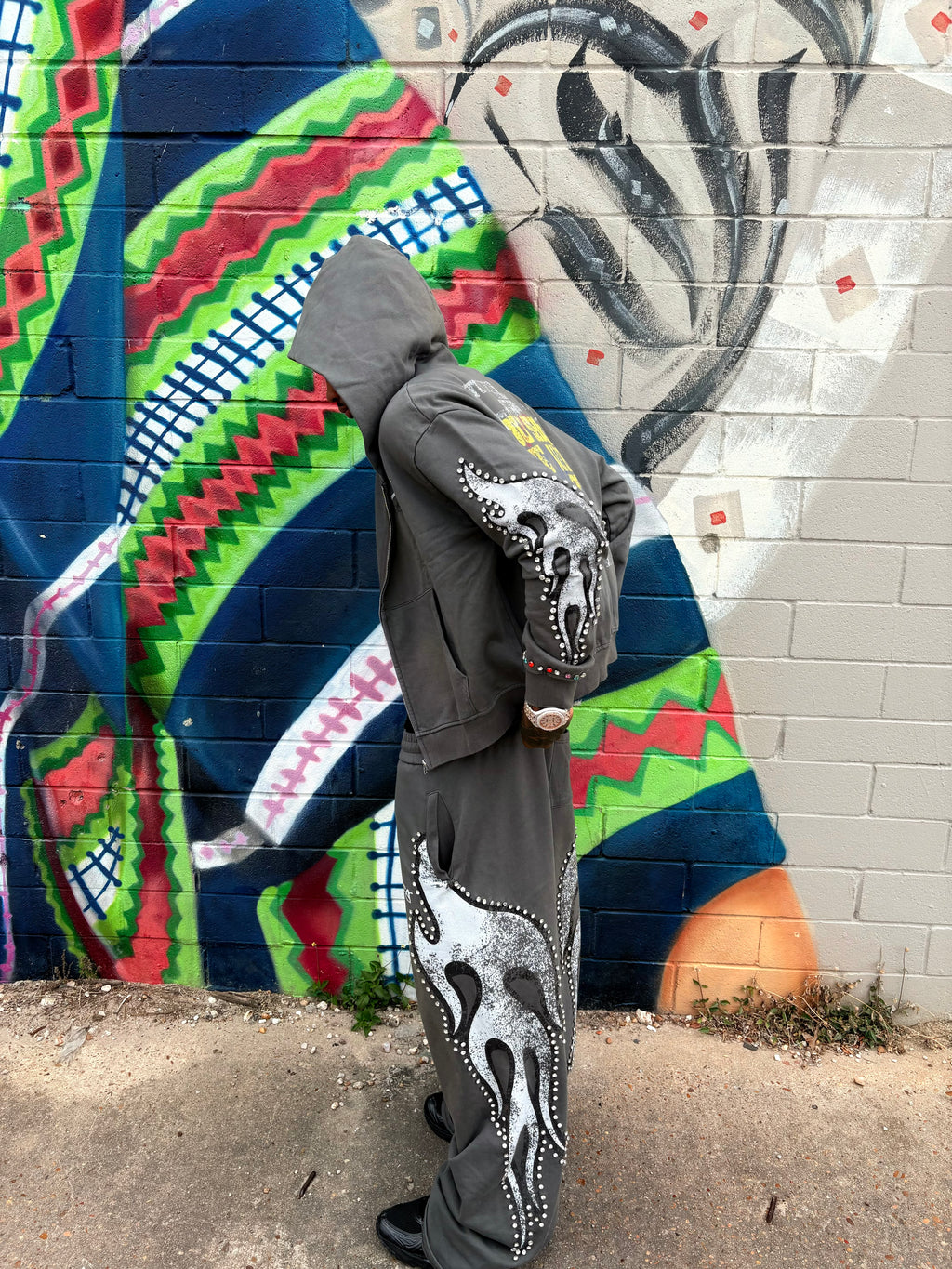 Balenciaga GREY Rhinestone SweatSuit