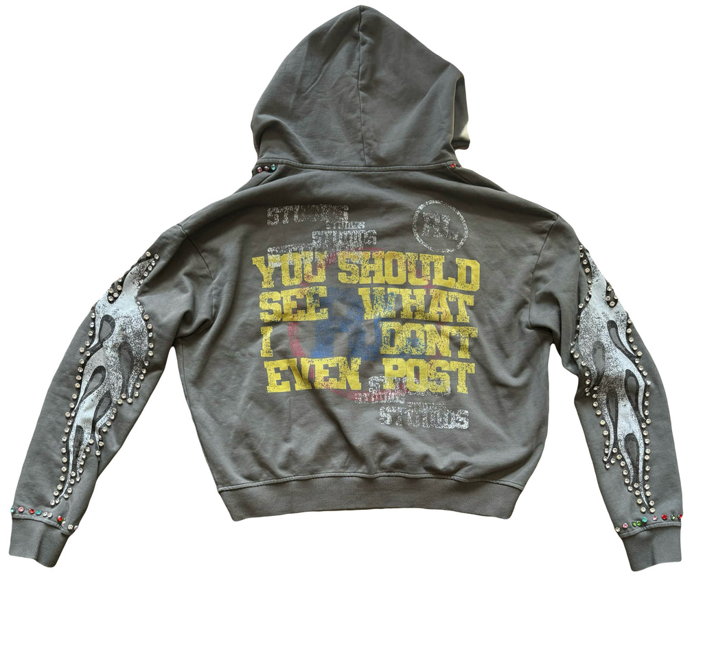 Balenciaga GREY Rhinestone SweatSuit