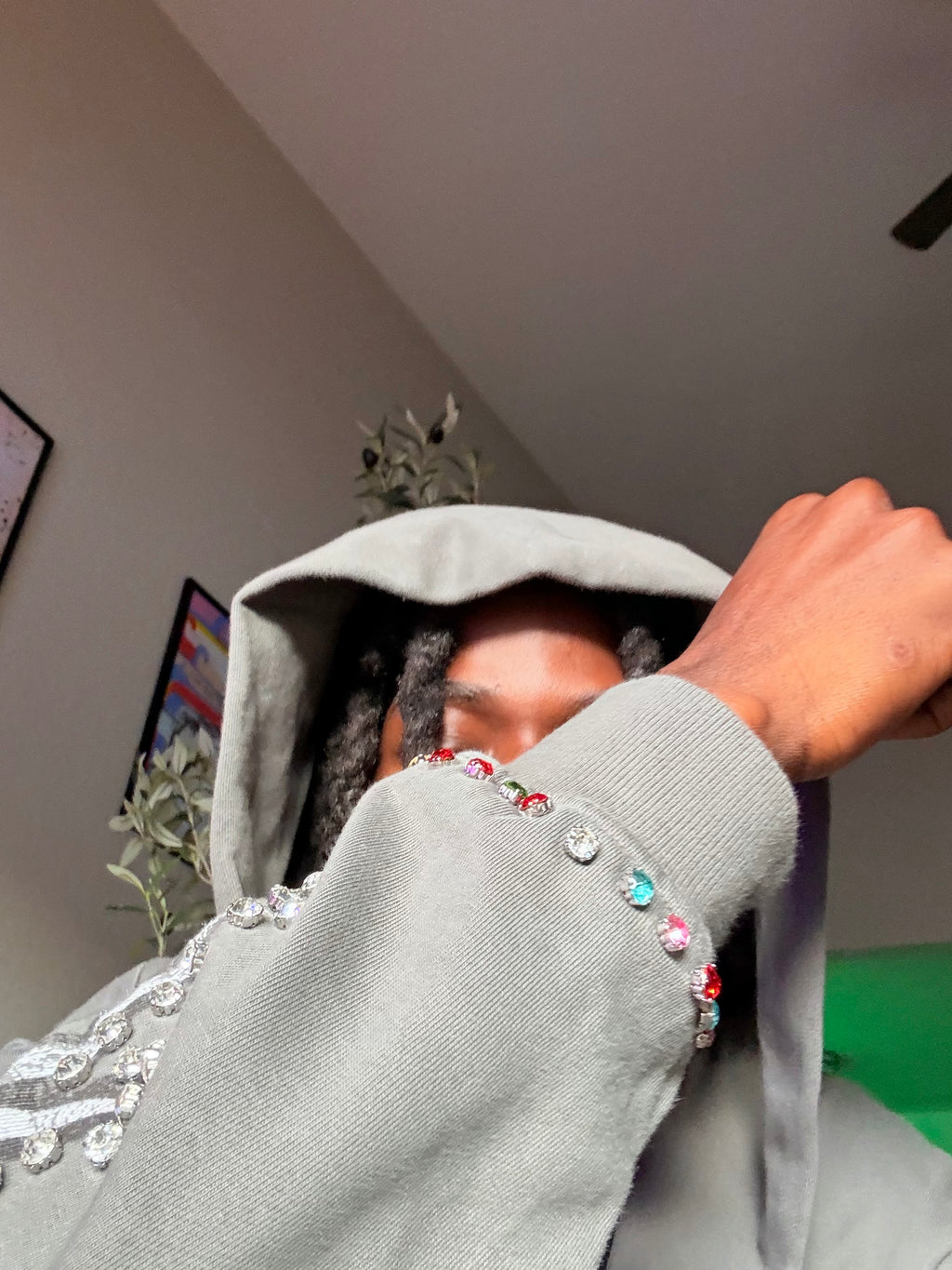Balenciaga GREY Rhinestone SweatSuit