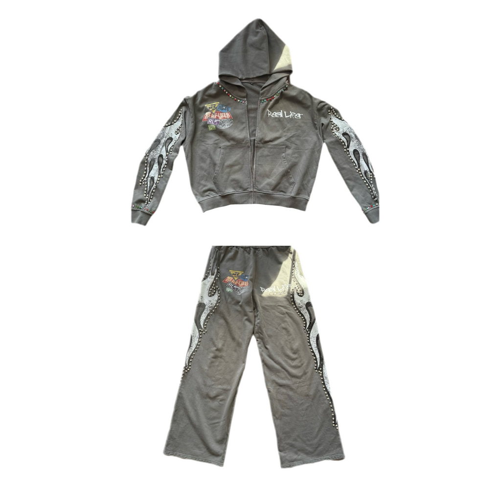 Balenciaga GREY Rhinestone SweatSuit