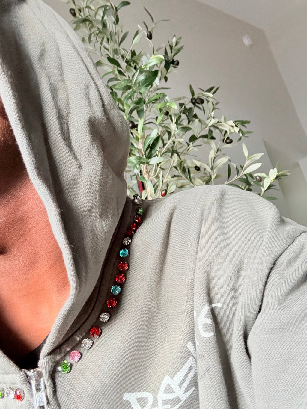 Balenciaga Grey Rhinestone RL Jacket