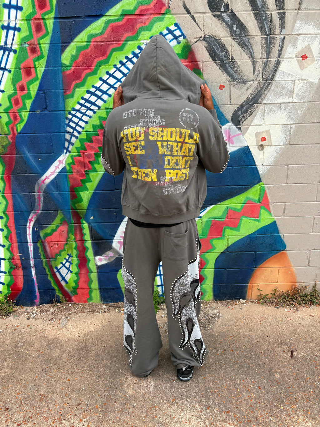 Balenciaga GREY Rhinestone SweatSuit