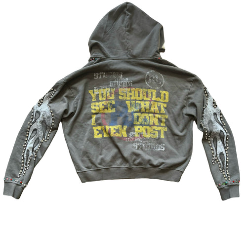 Balenciaga Grey Rhinestone RL Jacket