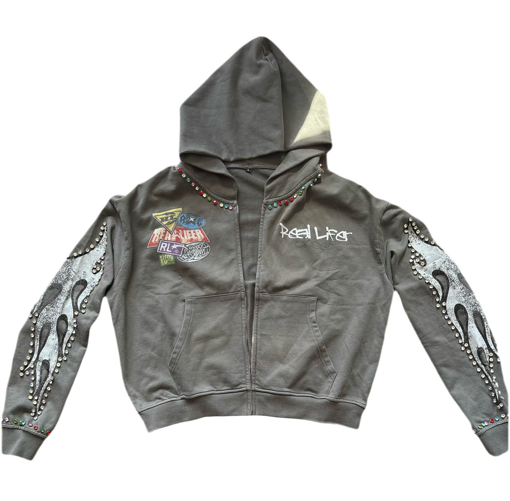 Balenciaga Grey Rhinestone RL Jacket